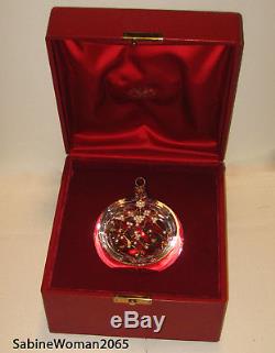 NEW in RED BOX STEUBEN glass MISTLETOE BALL ORNAMENT XMAS 18K GOLD SILVER PEARLS