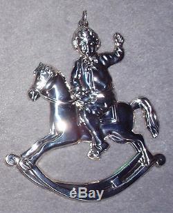 NIB 1990 Gorham Sterling Boy On Rocking Horse Xmas Ornament Pendant Medallion