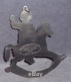 NIB 1990 Gorham Sterling Boy On Rocking Horse Xmas Ornament Pendant Medallion