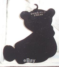 NIB Baby Gund Lunt 2004 Solid Sterling Silver Teddy Bear Christmas Ornament HTF