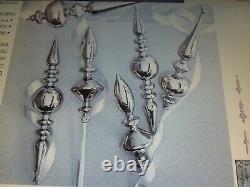 NIB FRONTGATE Set of 6 SILVER Shadow Glass Finial Accent Ornaments