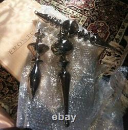 NIB FRONTGATE Set of 6 SILVER Shadow Glass Finial Accent Ornaments