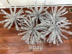 NOS Huge Vtg Atomic Starburst Silver Tinsel Christmas Ornaments (5)