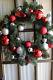 NWT Pottery Barn Outdoor ornament pine Christmas wreath red silver medium 22