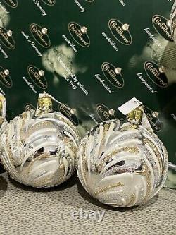 Neiman Marcus Christmas Ornaments 2022 Christborn Set Of 6 Silver Glitter NEW
