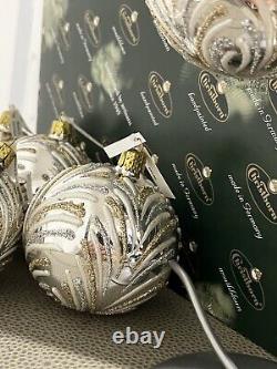 Neiman Marcus Christmas Ornaments 2022 Christborn Set Of 6 Silver Glitter NEW