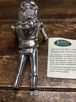 Neiman Marcus J Reed 1998 Sterling Silver Santa Christmas Ornament Decoration
