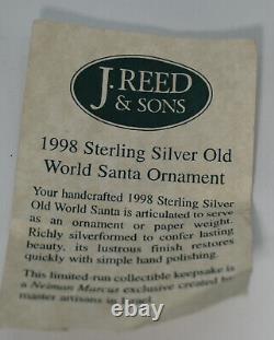 Neiman Marcus J Reed Sterling Silver Old World Santa Christmas Ornament 1998