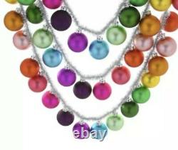New Cody Foster Rainbow Glass Ball Garland Set Of 2 With Silver Tinsel. 7 Each
