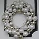 New SILVER & WHITE (Faux Snow) 24 Shatterproof BALL ORNAMENT Christmas WREATH