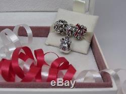 New withBox Pandora Set of 3 Christmas Charms Ornament Elves & Pine Cone