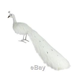 Northlight 39.5 Winter's Beauty White Peacock Bird Tail Feather Christmas Decor