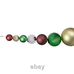 Northlight 6' Shiny Matte Traditional Colors Shatterproof Ball Christmas Swag