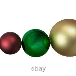 Northlight 6' Shiny Matte Traditional Colors Shatterproof Ball Christmas Swag
