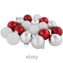 Northlight 72ct Red Silver White Shiny Matte Glass Christmas Ornaments 3.25-4