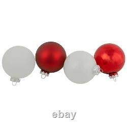 Northlight 96ct Red Silver White Shiny Matte Glass Christmas Ornaments 2.5-3.25