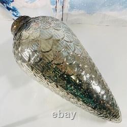 Old 1800's Germany Glass Kugel Christmas Ornament Pinecone Silver 20.5