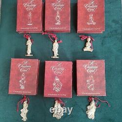 Oneida Set of 6 Christmas Carol Holiday Ornaments Sterling Silver Orig Boxes