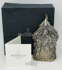 Original 1990s Buccellati Sterling Silver Santa Claus Christmas Ornament withBox