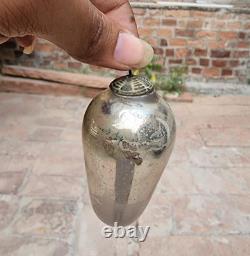 Original Vintage Old Very Rare Egg Shape Silver Glass Christmas Ornament Kugel