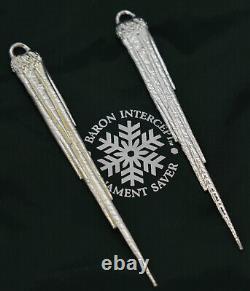 Pair Baron Intercept Sterling Silver Icicle Christmas Ornament Set 2 Scarce