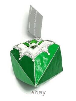 Patricia Breen Deco Reflector Green Silver Jeweled Christmas Tree Drop Ornament