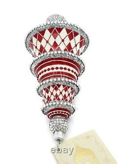 Patricia Breen Meilleurs Voeux Red Silver White Jeweled Christmas Tree Ornament