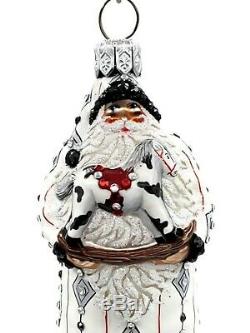 Patricia Breen Miniature Santa Claus Black Silver Christmas Holiday Ornament