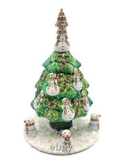 Patricia Breen Snowman Topiary Gold Silver Free Standing Christmas Ornament