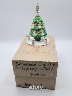 Patricia Breen Snowman Topiary Gold Silver Free Standing Christmas Ornament