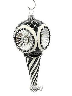 Patricia Breen Towle Reflector Black Silver Christmas Drop Ornament Tree Jeweled