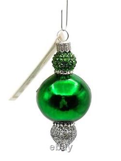 Patricia Breen Versailles Green Silver Jeweled Snowflake Christmas Tree Ornament