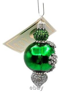 Patricia Breen Versailles Green Silver Jeweled Snowflake Christmas Tree Ornament