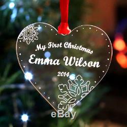 Personalised My First Christmas Tree Decoration Girl Boy Heart Ornament Gift