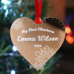 Personalised My First Christmas Tree Decoration Girl Boy Heart Ornament Gift