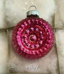 Pink Shiny Brite Silvered & Unsilvered withTINSEL WW II Era Xmas Ornaments WOW