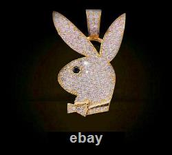 Playboy Pendant 0.90 Ct Round Lab-Created Diamond 14K Yellow Gold Finish 18'