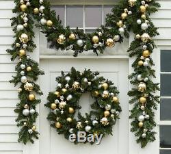 Pottery Barn INDOOR/OUTDOOR ORNAMENT PINE GARLAND-GOLD/SILVER10 FT. NEW