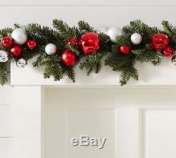 Pottery Barn Indoor Outdoor Ornament red silver 10 garland Christmas New wo tag