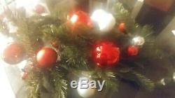 Pottery Barn outdoor indoor red silver ornament garland 10' Christmas New wo tag