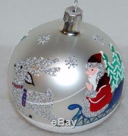 Radko SIBERIAN SLEIGHRIDE Christmas Ornament 86-010-1 VINTAGE SILVER COLOR