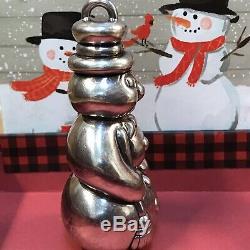Rare 1992 Tiffany & Co. 925 Silver 3D Snowman Christmas Ornament