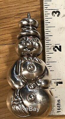 Rare 1992 Tiffany & Co. 925 Silver 3D Snowman Christmas Ornament