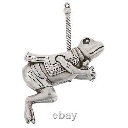 Rare Cazenovia Abroad Trush Sterling Silver Christmas Ornament Frog Carousel Vtg