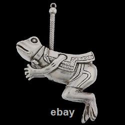 Rare Cazenovia Abroad Trush Sterling Silver Christmas Ornament Frog Carousel Vtg