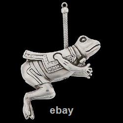 Rare Cazenovia Abroad Trush Sterling Silver Christmas Ornament Frog Carousel Vtg