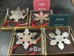 Rare Gorham 1995 1996 1997 and 1998 Sterling Snowflake Christmas Ornaments