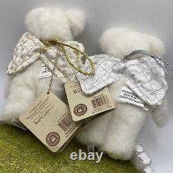 Rare Lot Of 2 Mini 4 Boyds Bears Gold and Silver Angel Bear Christmas Ornaments