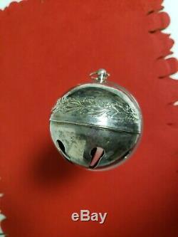 Rare Vintage 1971 Silver Holly Bell Wallace Sleigh Bell Christmas Ornament