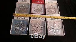 Rare Vintage Superb Set of 6 Solid Silver Christmas Tree Decorations